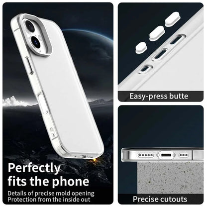 iPhone 16 Plus Cover PC+TPU+PET Mat Anti-Tab Telefonbagcover - Hvid
