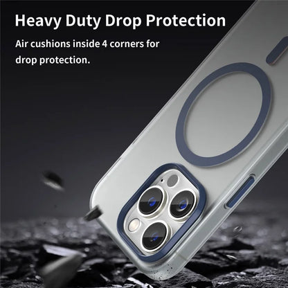 Magnetic Case for iPhone 14 Pro Max Compatible with MagSafe Translucent Matte Back Cover - Dark Blue