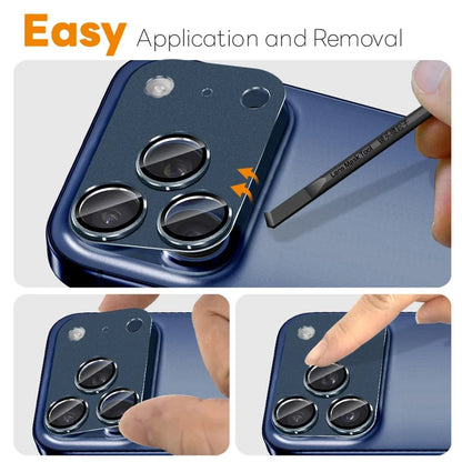 iPhone 17 Pro Max Camera Lens Protector Matte Integrated Metal Tempered Glass Lens Film - Blue