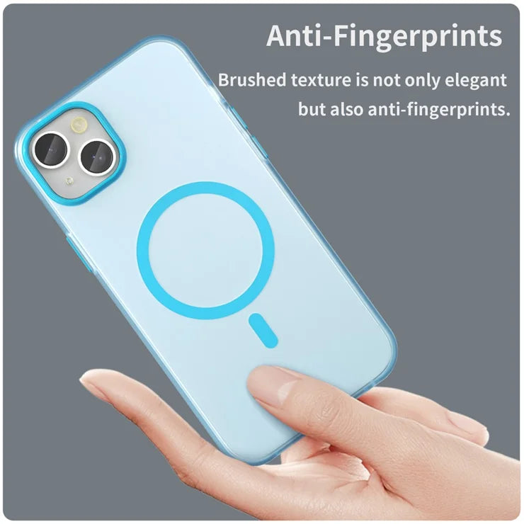iPhone 15 Plus / 14 Plus Magnetic Case Translucent Matte Anti-Fingerprint Phone Cover - Blue