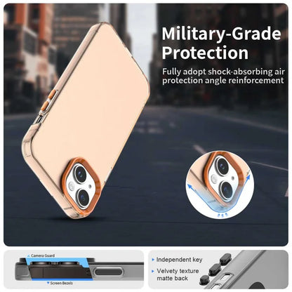 iPhone 15 Plus / 14 Plus Cover PC+TPU+PET Mat Anti-fald Telefon Bagcover - Orange