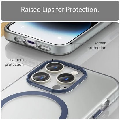 Magnetic Case for iPhone 14 Pro Max Compatible with MagSafe Translucent Matte Back Cover - Dark Blue