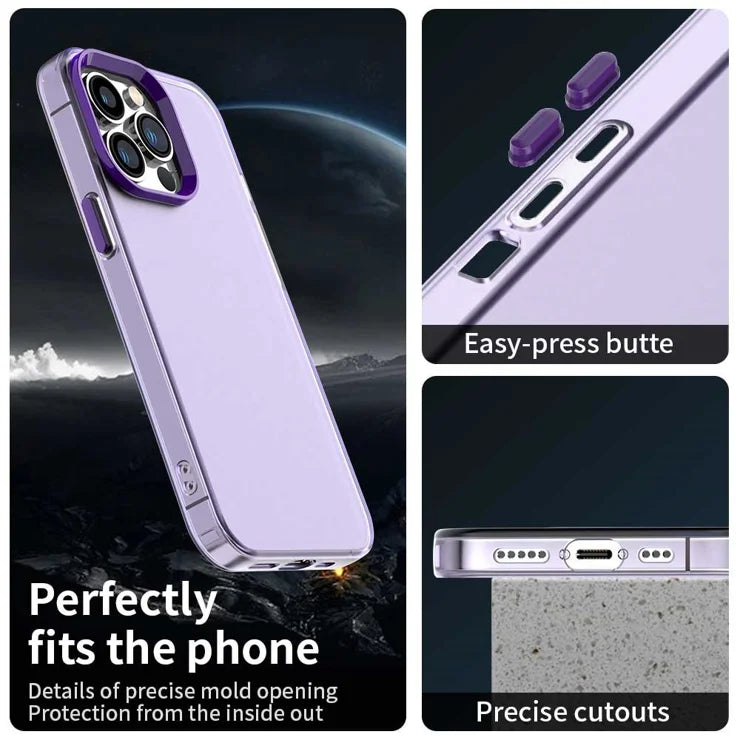 iPhone 15 Pro Max Case PC+TPU+PET Matte Anti-Drop Phone Back Cover - Purple