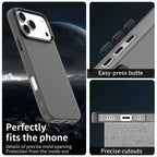 iPhone 17 Pro Max Case PC + TPU + PET Matte Anti-Drop Phone Back Cover - Black
