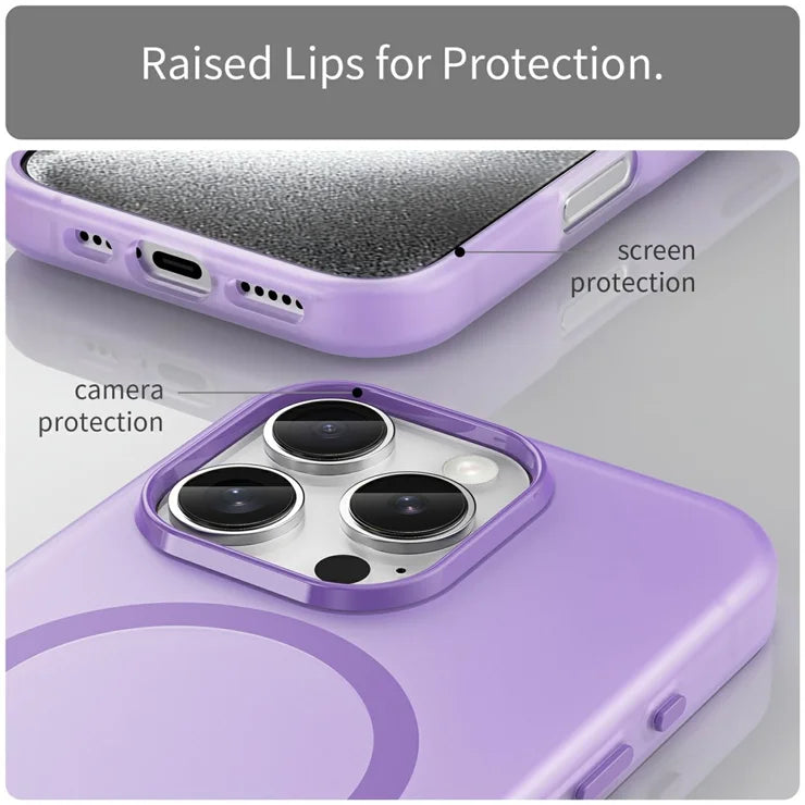 iPhone 16 Pro Case Compatible with MagSafe TPU + PC Slim Matte Translucent Phone Cover - Dark Purple
