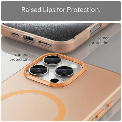 iPhone 16 Pro Max Case Compatible with MagSafe TPU + PC Slim Matte Translucent Phone Cover - Orange