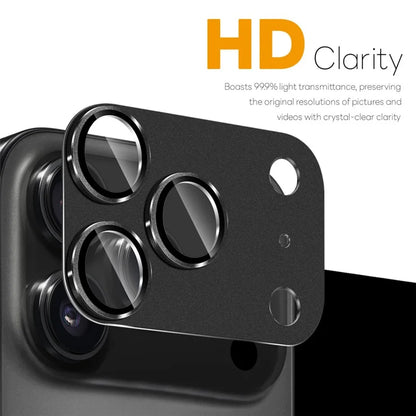 iPhone 17 Pro Kamerabeskytter Mat Integreret Metal Hærdet Glas Linsefilm - Sort