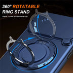 iPhone 17 Pro Magnetic Case Ring Kickstand Slide Camera Cover TPU PC Hybrid Phone Shell - Blue