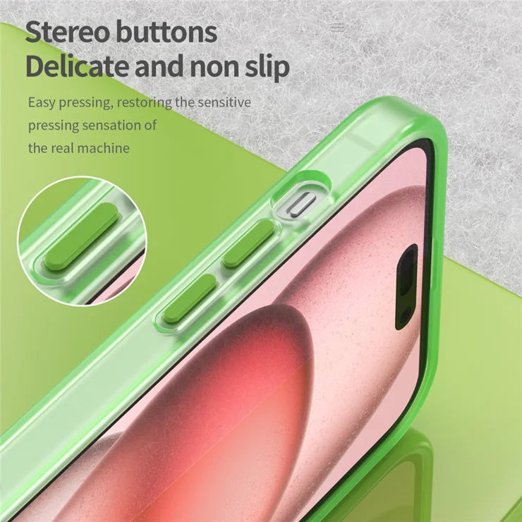 iPhone 15 Magnetic Case Matte Phone Cover Anti-Fingerprint Anti-Scratch - Fluorescent Green