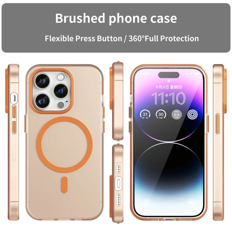 iPhone 14 Pro Translucent Matte Phone Case TPU + PC Anti-Scratch Cover - Orange