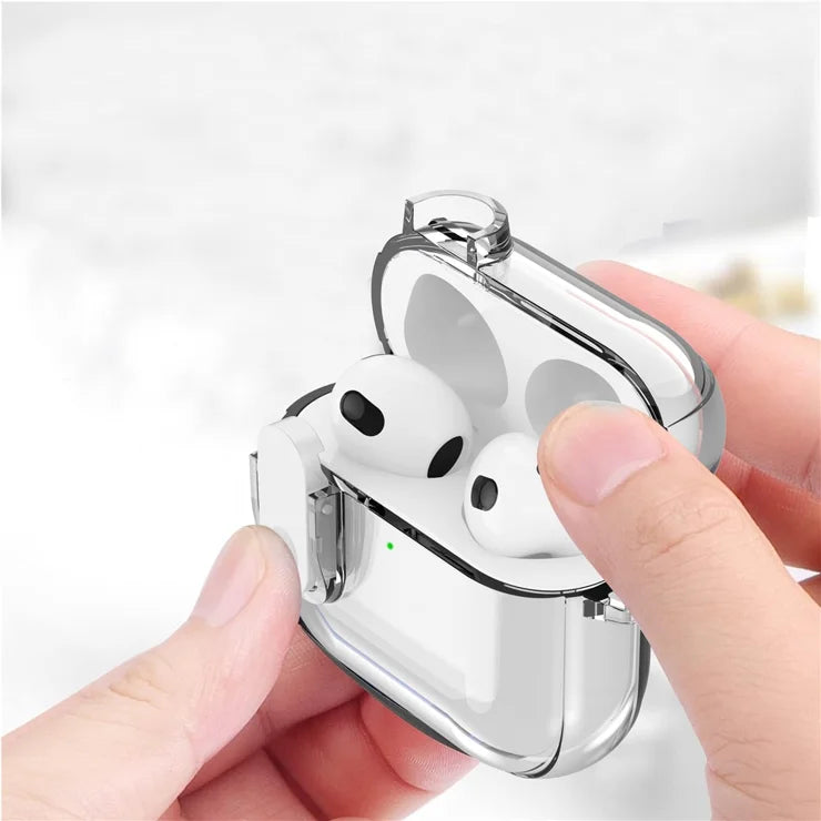 For Apple AirPods 4 Earphone Protective Case Snap Switch Ice Crystal Clear TPU+PC Cover - Transparent