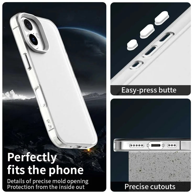 iPhone 17 Cover PC + TPU + PET Mat Anti-Drop Telefon Bagcover - Hvid