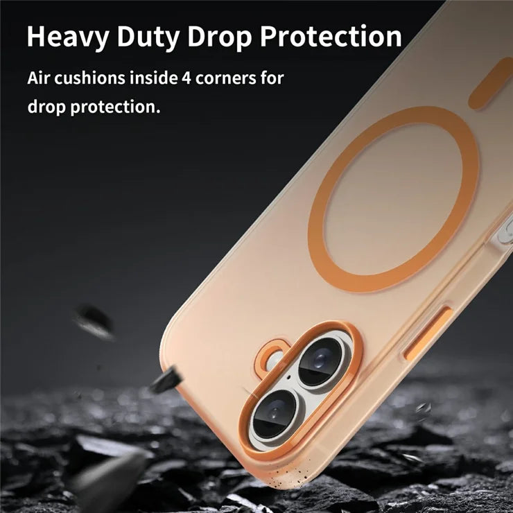 iPhone 16 Case Compatible with MagSafe TPU + PC Slim Matte Translucent Phone Cover - Orange