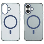 iPhone 16 Case Compatible with MagSafe TPU + PC Slim Matte Translucent Phone Cover - Dark Blue