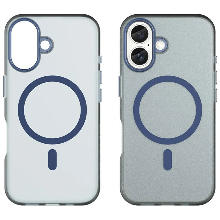iPhone 16 Case Compatible with MagSafe TPU + PC Slim Matte Translucent Phone Cover - Dark Blue