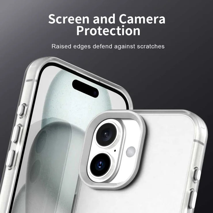 iPhone 17 Cover PC + TPU + PET Mat Anti-Drop Telefon Bagcover - Hvid