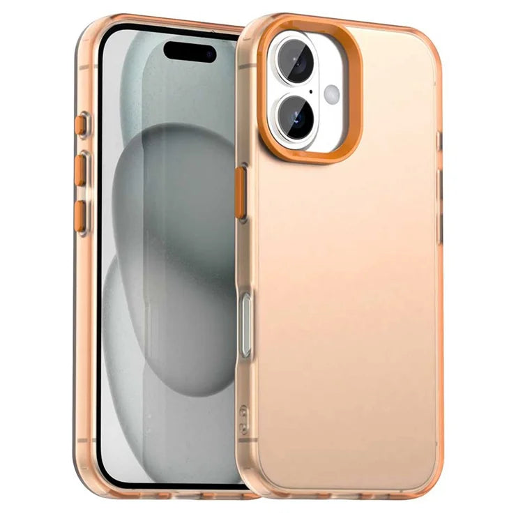 iPhone 17 Cover PC + TPU + PET Mat Anti-fald Telefon Bagcover - Orange
