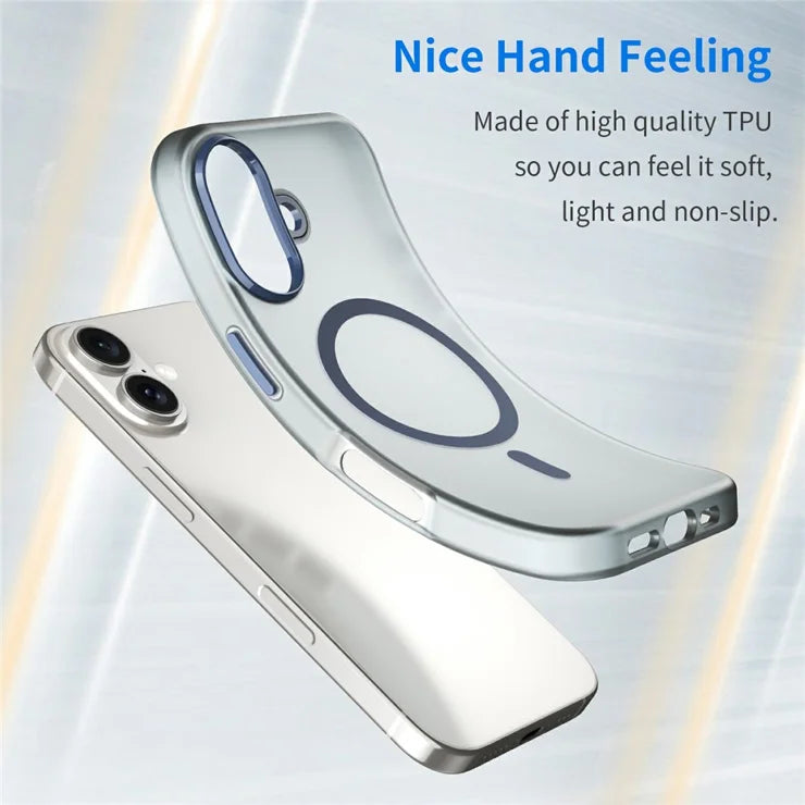 iPhone 16 Case Compatible with MagSafe TPU + PC Slim Matte Translucent Phone Cover - Dark Blue