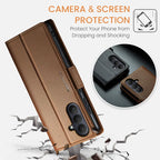 CASEME For Samsung Galaxy S26+ Case 023 Series RFID Blocking Glossy Stand Phone Cover - Brown