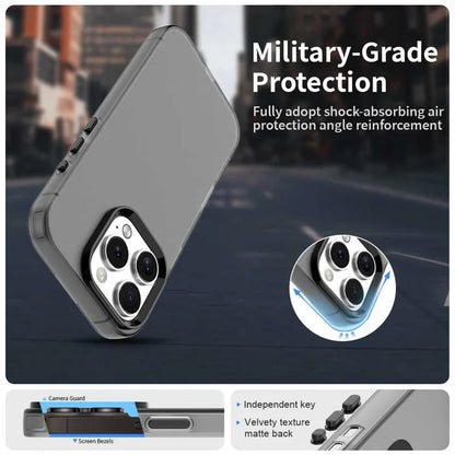 iPhone 16 Pro Case PC+TPU+PET Matte Anti-Drop Phone Back Cover - Black