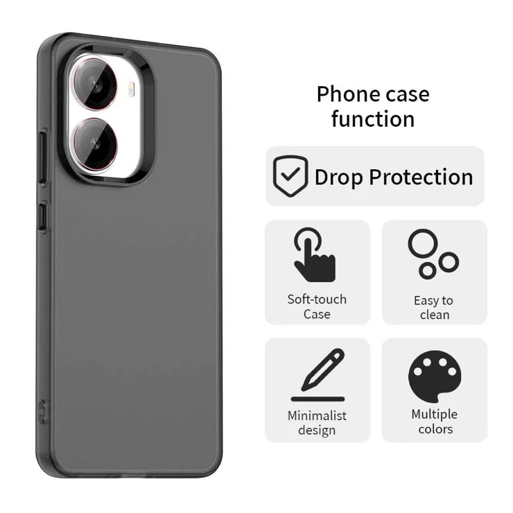 Xiaomi Poco X7 Pro 5G / Redmi Turbo 4 5G Case PC + TPU + PET Matte Anti-Drop Phone Back Cover - Black