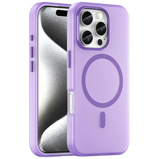 iPhone 16 Pro -kotelo, yhteensopiva MagSafen kanssa – Ohut TPU- ja PC-mattapuhelinsuojus – Tummanvioletti