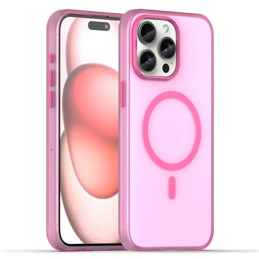iPhone 15 Pro Max Gennemsigtigt Cover Magnetisk Telefoncover Kompatibel med MagSafe - Pink