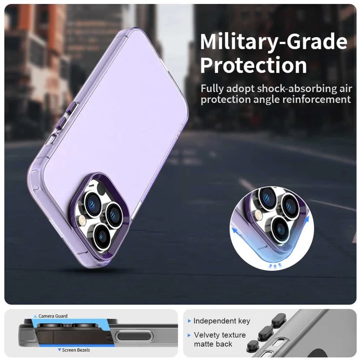 iPhone 14 Pro Case PC+TPU+PET Matte Anti-Drop Phone Back Cover - Purple