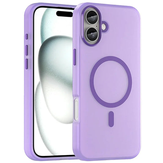 iPhone 16 Plus Cover kompatibel med MagSafe TPU + PC Tyndt Mat Gennemsigtigt Telefoncover - Mørk Lilla