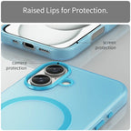 iPhone 16 Case Compatible with MagSafe TPU + PC Slim Matte Translucent Phone Cover - Blue