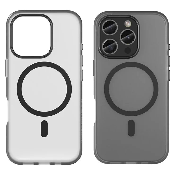iPhone 16 Pro Case Compatible with MagSafe TPU + PC Slim Matte Translucent Phone Cover - Black