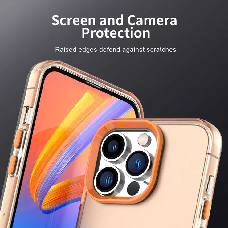 iPhone 15 Pro Max Cover PC+TPU+PET Mat Anti-Drop Telefonbagside - Orange