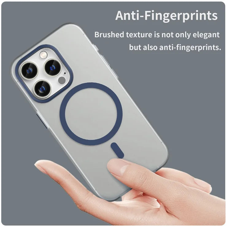 iPhone 14 Pro Translucent Matte Phone Case TPU + PC Anti-Scratch Cover - Dark Blue