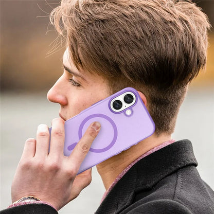 iPhone 16 Case Compatible with MagSafe TPU + PC Slim Matte Translucent Phone Cover - Dark Purple