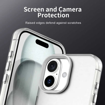 iPhone 16 Plus Cover PC+TPU+PET Mat Anti-Tab Telefonbagcover - Hvid