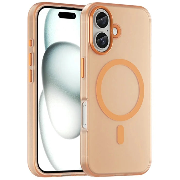 iPhone 16 Case Compatible with MagSafe TPU + PC Slim Matte Translucent Phone Cover - Orange