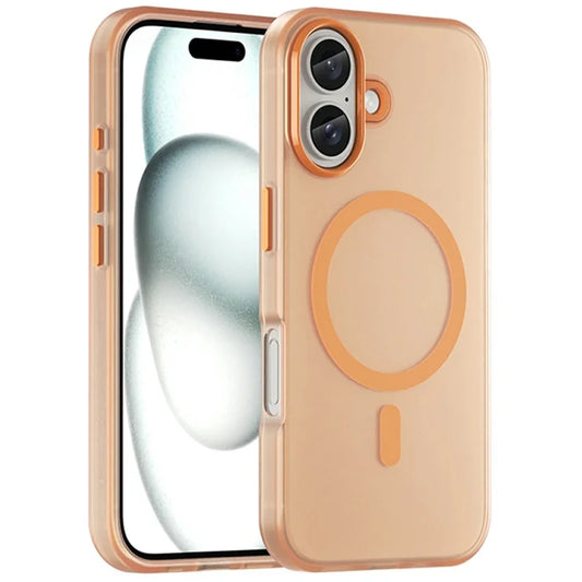 iPhone 16 Cover Kompatibel med MagSafe TPU + PC Slank Mat Gennemsigtig Telefoncover - Orange