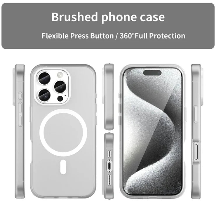iPhone 16 Pro Cover kompatibel med MagSafe TPU + PC Slank Mat Gennemsigtig Telefoncover - Hvid