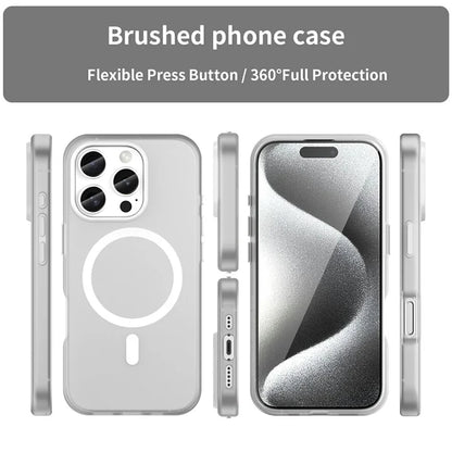 iPhone 16 Pro Cover kompatibel med MagSafe TPU + PC Slank Mat Gennemsigtig Telefoncover - Hvid
