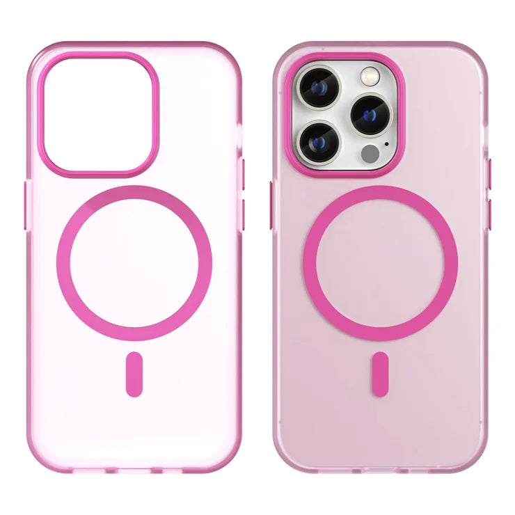 Magnetic Case for iPhone 14 Pro Max Compatible with MagSafe Translucent Matte Back Cover - Pink