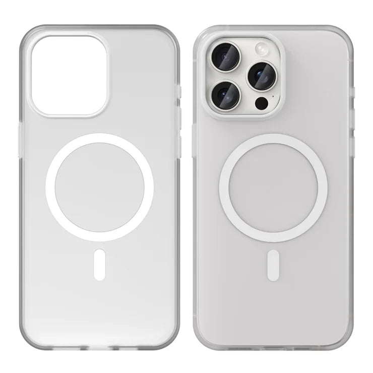 iPhone 15 Pro Max Translucent Case Magnetic Phone Cover Compatible with MagSafe - White