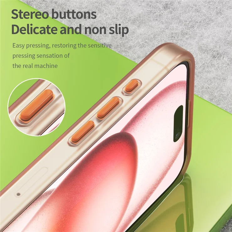 iPhone 15 Pro Case Translucent Matte Back Slim Phone Cover - Orange