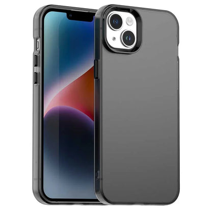 iPhone 15 Plus / 14 Plus Cover PC+TPU+PET Mat Anti-Drop Telefon Bagside Cover - Sort