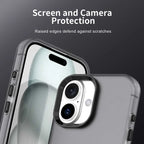 iPhone 16 Plus Case PC+TPU+PET Matte Anti-drop Phone Back Cover - Black
