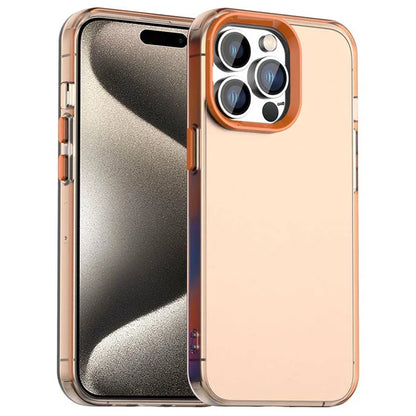 iPhone 15 Pro Case PC+TPU+PET Matte Anti-Drop Phone Back Cover - Orange