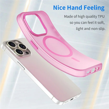 iPhone 16 Pro Max Case Compatible with MagSafe TPU + PC Slim Matte Translucent Phone Cover - Pink