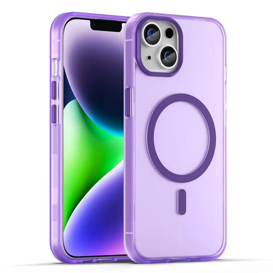 iPhone 14 Translucent Phone Case Matte Design Compatible with MagSafe Wireless Charging - Dark Purple
