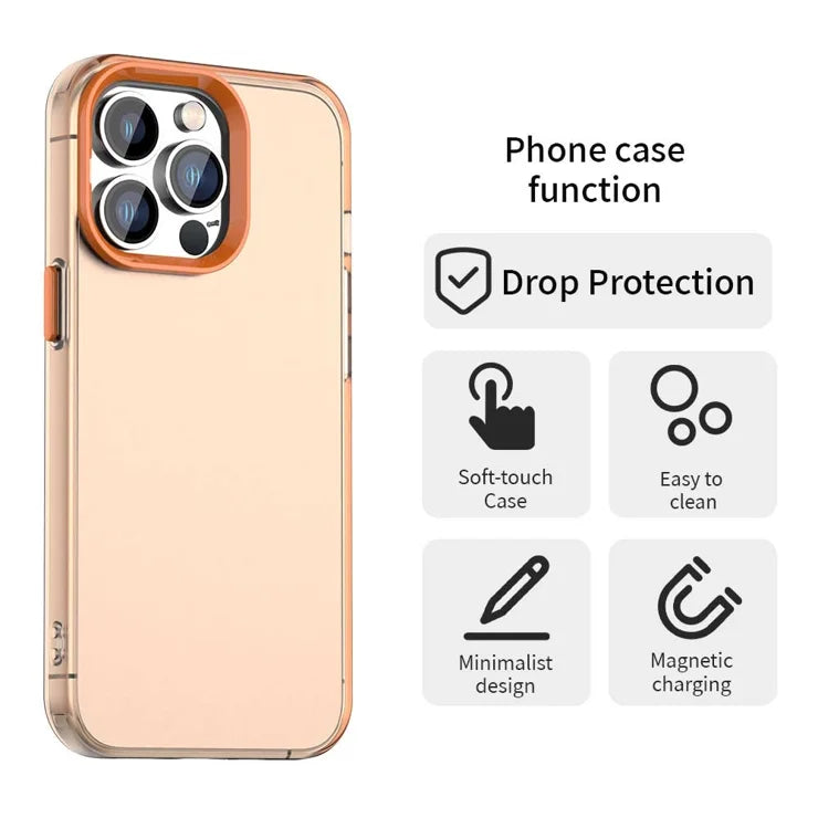 iPhone 13 Pro Max Case PC+TPU+PET Matte Anti-Drop Phone Back Cover - Orange
