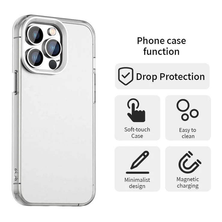 iPhone 14 Pro Max Case PC+TPU+PET Matte Anti-Drop Phone Back Cover - White