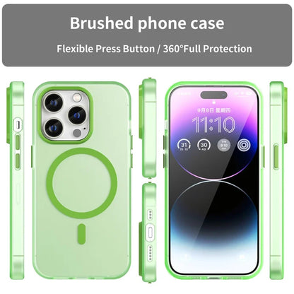 iPhone 14 Pro Translucent Matte Phone Case TPU + PC Anti-Scratch Cover - Fluorescent Green